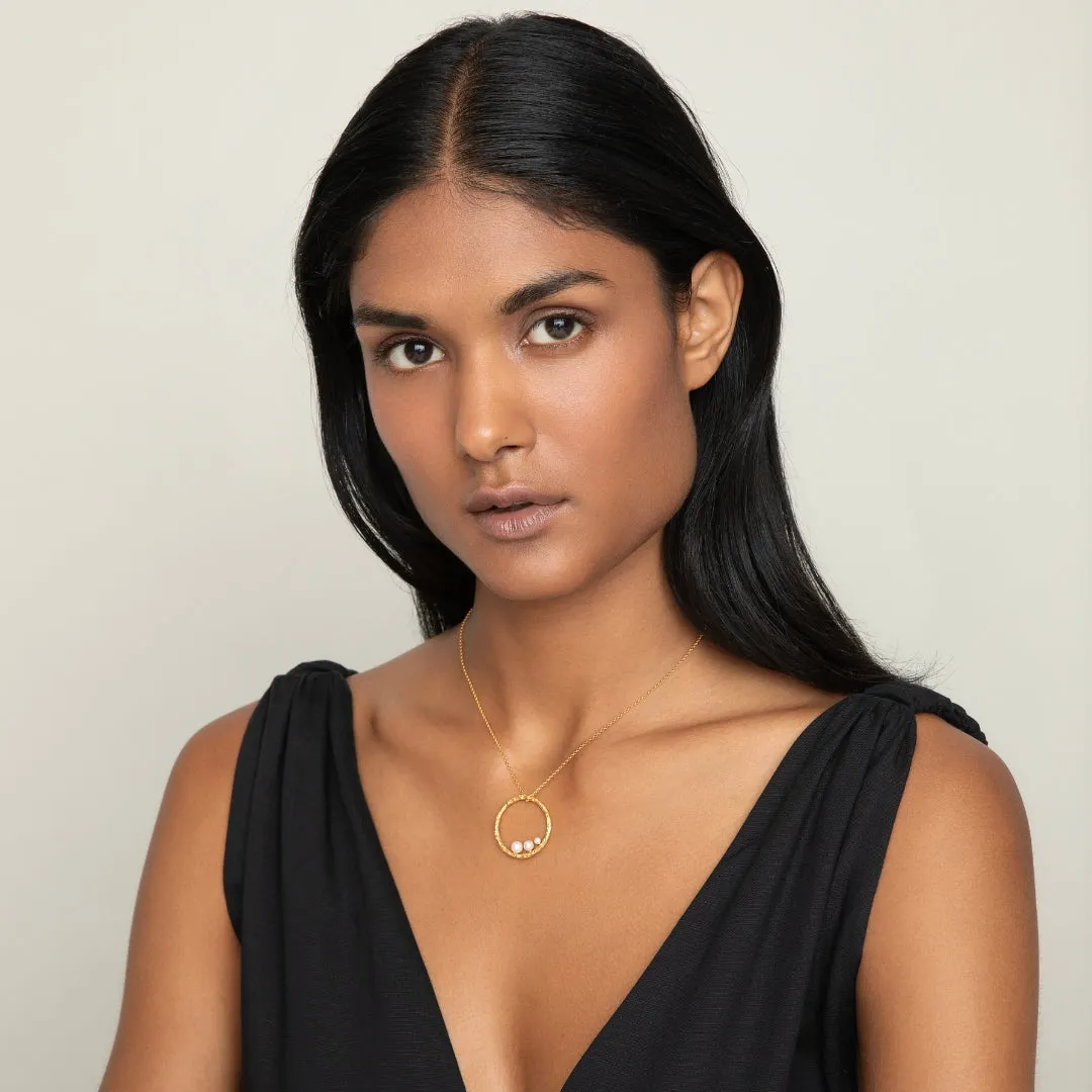 Medium branch hoop with pearls - sparkling necklace - silver 925 - gold plated