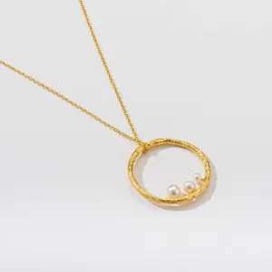 Medium branch hoop with pearls - sparkling necklace - silver 925 - gold plated