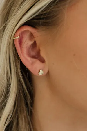 Melanie Heart Stud Earrings-Gold