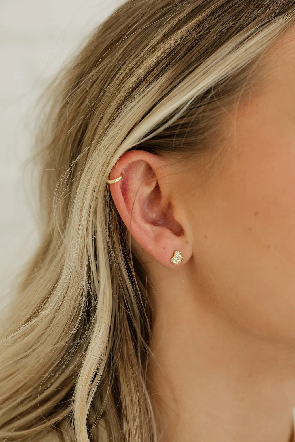 Melanie Heart Stud Earrings-Gold