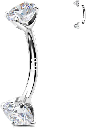 Melighting 16G Rook Earring Sterling Silver 925 Internally Threaded Rook Piercing Jewellery Ball Cartilage Earring Eyebrow Bar Barbell 6/8 mm