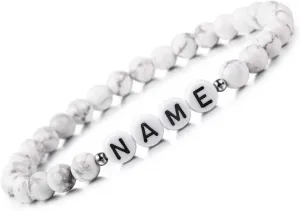 MeMeDIY Personalized Initial Bracelet Engraved Letter Bracelets for Boyfriend Girlfriends Couples Women Men Custom Name Ankle Bracelet White Natural Turquoise Handmade Friendship Gifts
