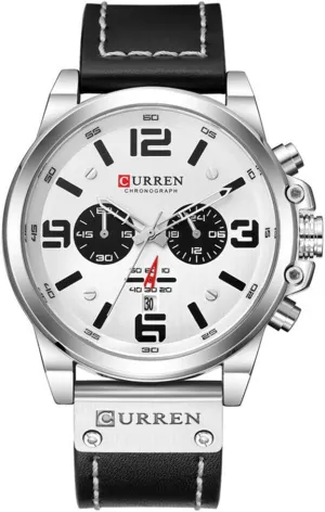 Men Chronograph Sport Watches Brown Leather Strap Quartz Watch Business Casual Wrist Watch for Men