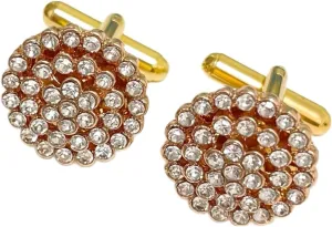 Men Cufflinks Gold Flower Rhinestone Elegant Sparkling Gorgeous Wedding Ceremony Business Formal Shirt Accessories