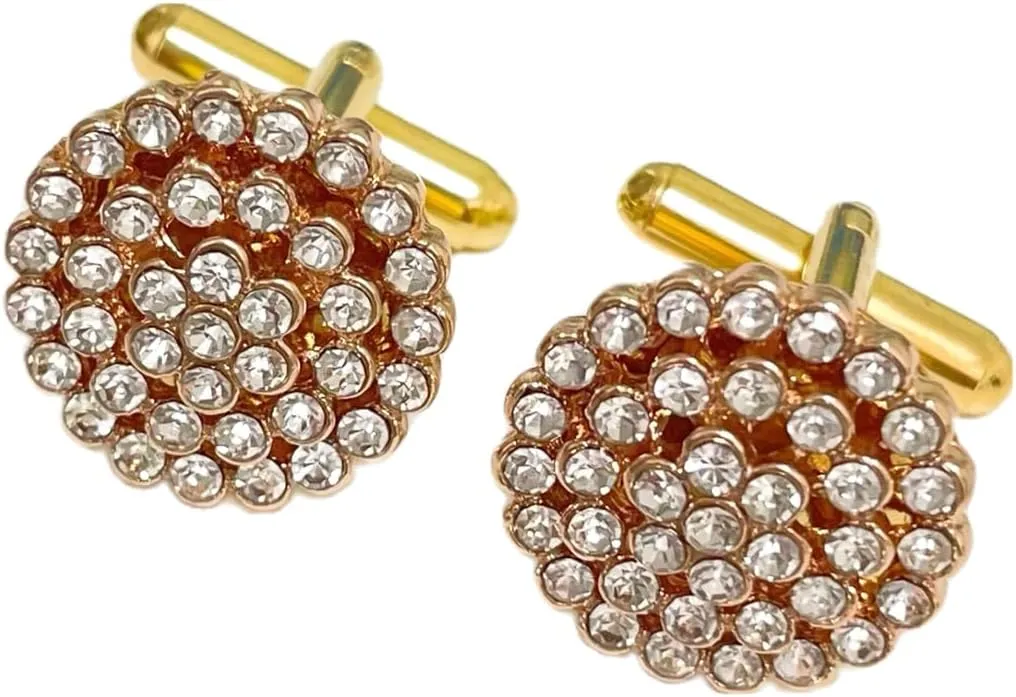 Men Cufflinks Gold Flower Rhinestone Elegant Sparkling Gorgeous Wedding Ceremony Business Formal Shirt Accessories
