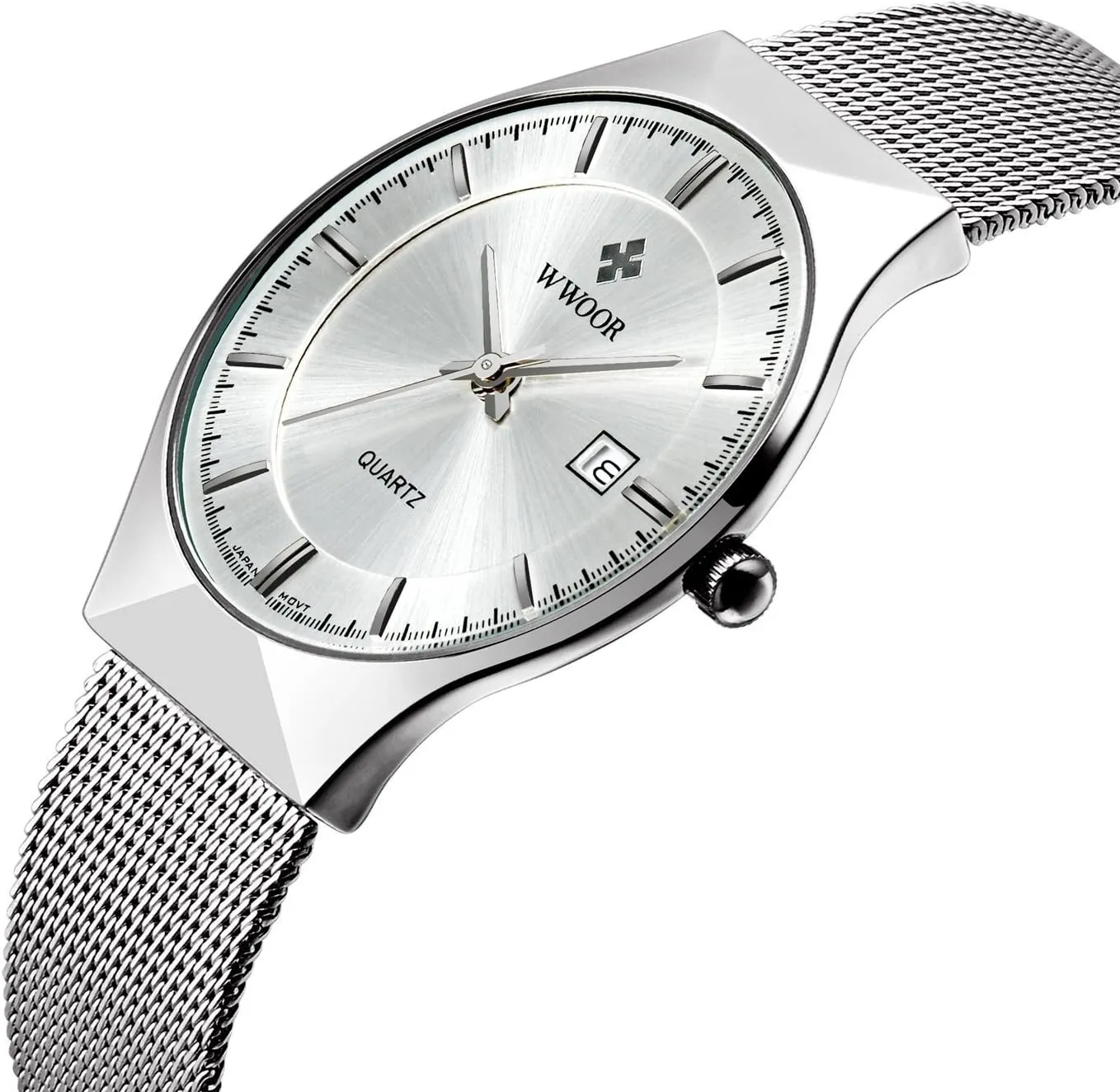 Men New Top Luxury Watch Ultra Thin Stainless Steel Mesh Band Quartz Wristwatch Fashion Casual Watches