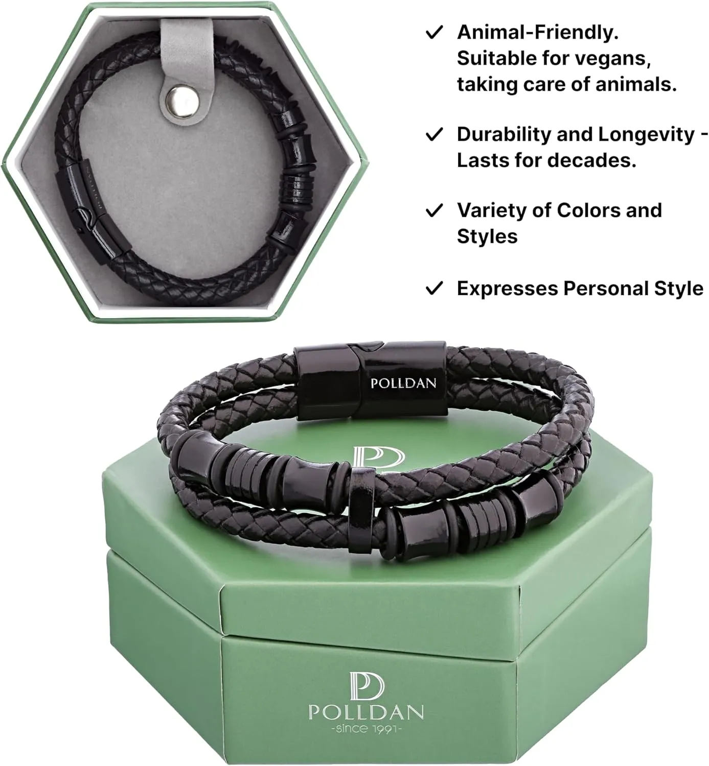 Mens Leather Bracelet | Stylish Braided Wristband with Magnetic Clasp | Unique Gifts for Men, Dad, and Boyfriend | Casual Stainless Steel Jewelry | Pulseras para Hombres