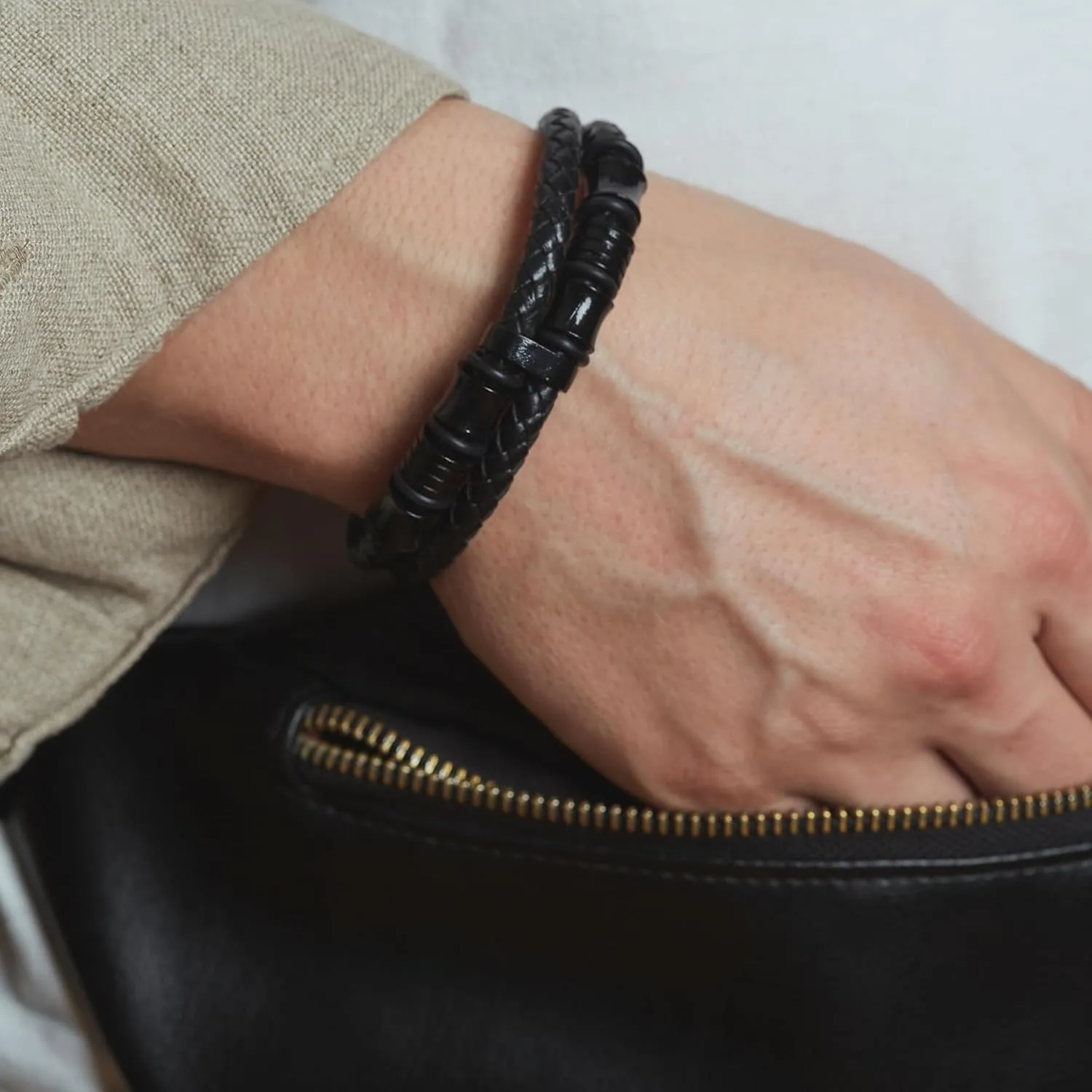 Mens Leather Bracelet | Stylish Braided Wristband with Magnetic Clasp | Unique Gifts for Men, Dad, and Boyfriend | Casual Stainless Steel Jewelry | Pulseras para Hombres