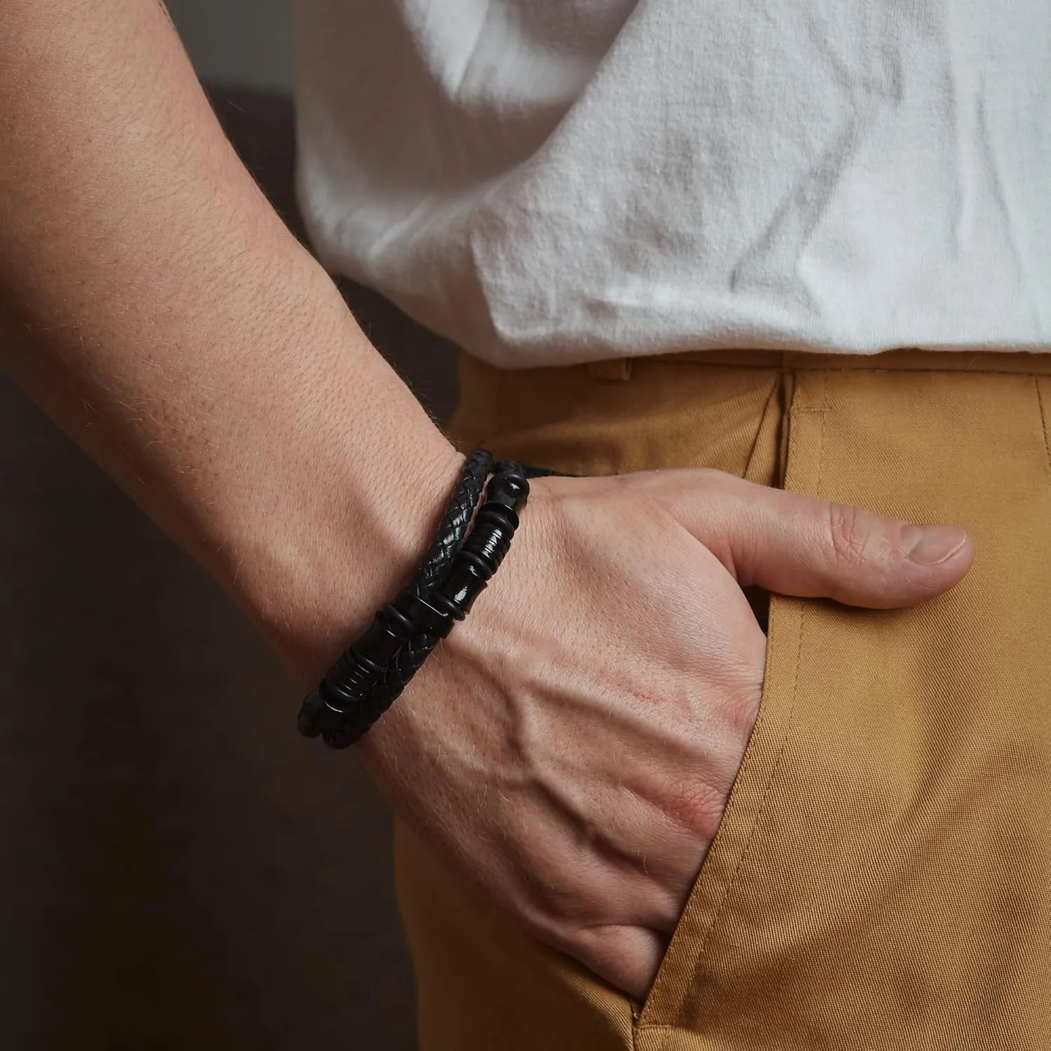 Mens Leather Bracelet | Stylish Braided Wristband with Magnetic Clasp | Unique Gifts for Men, Dad, and Boyfriend | Casual Stainless Steel Jewelry | Pulseras para Hombres