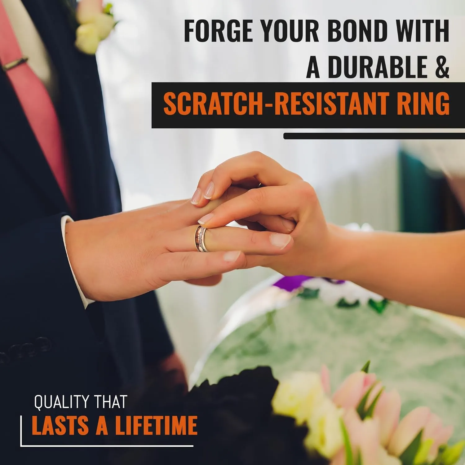 Men's Rose Gold Tungsten Carbide Wedding Band- Premium Tungsten Ring With Deer Antler, Koa Wood & Gold Arrow Inlay - Includes Silicon Band, Leather Drawstring Pouch & Luxury Walnut Box