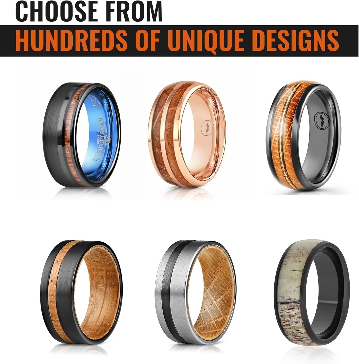 Men's Rose Gold Tungsten Carbide Wedding Band- Premium Tungsten Ring With Deer Antler, Koa Wood & Gold Arrow Inlay - Includes Silicon Band, Leather Drawstring Pouch & Luxury Walnut Box