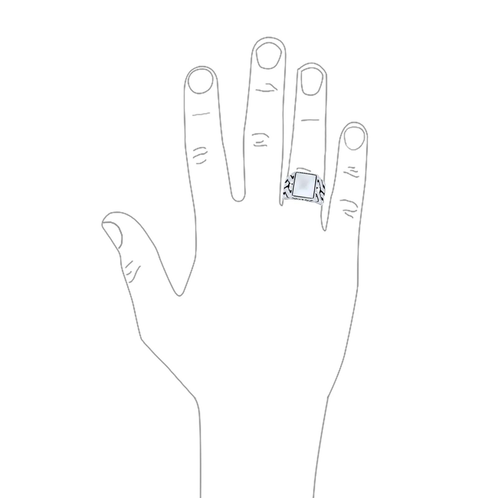 Men's Silver Ring: Cuban Curb Link Chain Initial Monogram Signet Sterling Silver