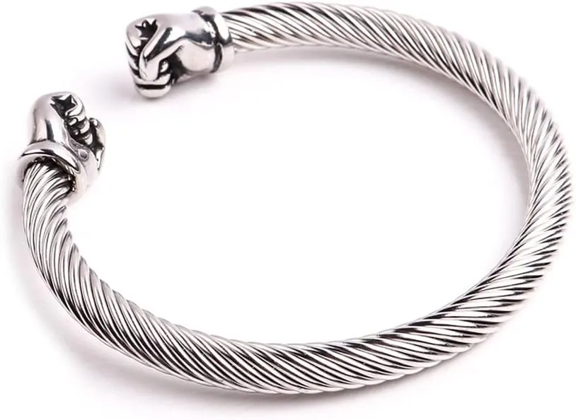 Men's Stainless Steel Punk Fist Open Bangle Bracelets Charm Jewelry Silver/Gold/Black