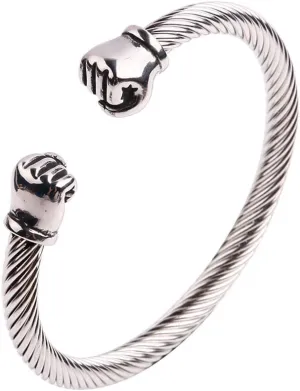 Men's Stainless Steel Punk Fist Open Bangle Bracelets Charm Jewelry Silver/Gold/Black