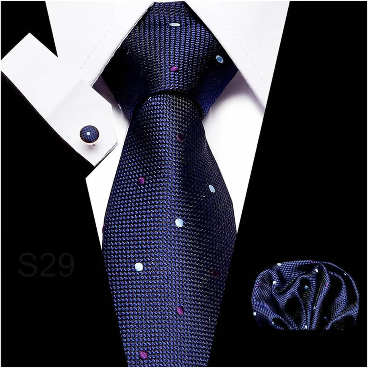 Men's Ties Classic Men's Ties with Men's Cufflinks Pocket Square Handkerchief Men's Tie Sets