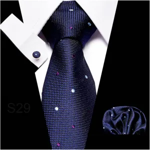 Men's Ties Classic Men's Ties with Men's Cufflinks Pocket Square Handkerchief Men's Tie Sets