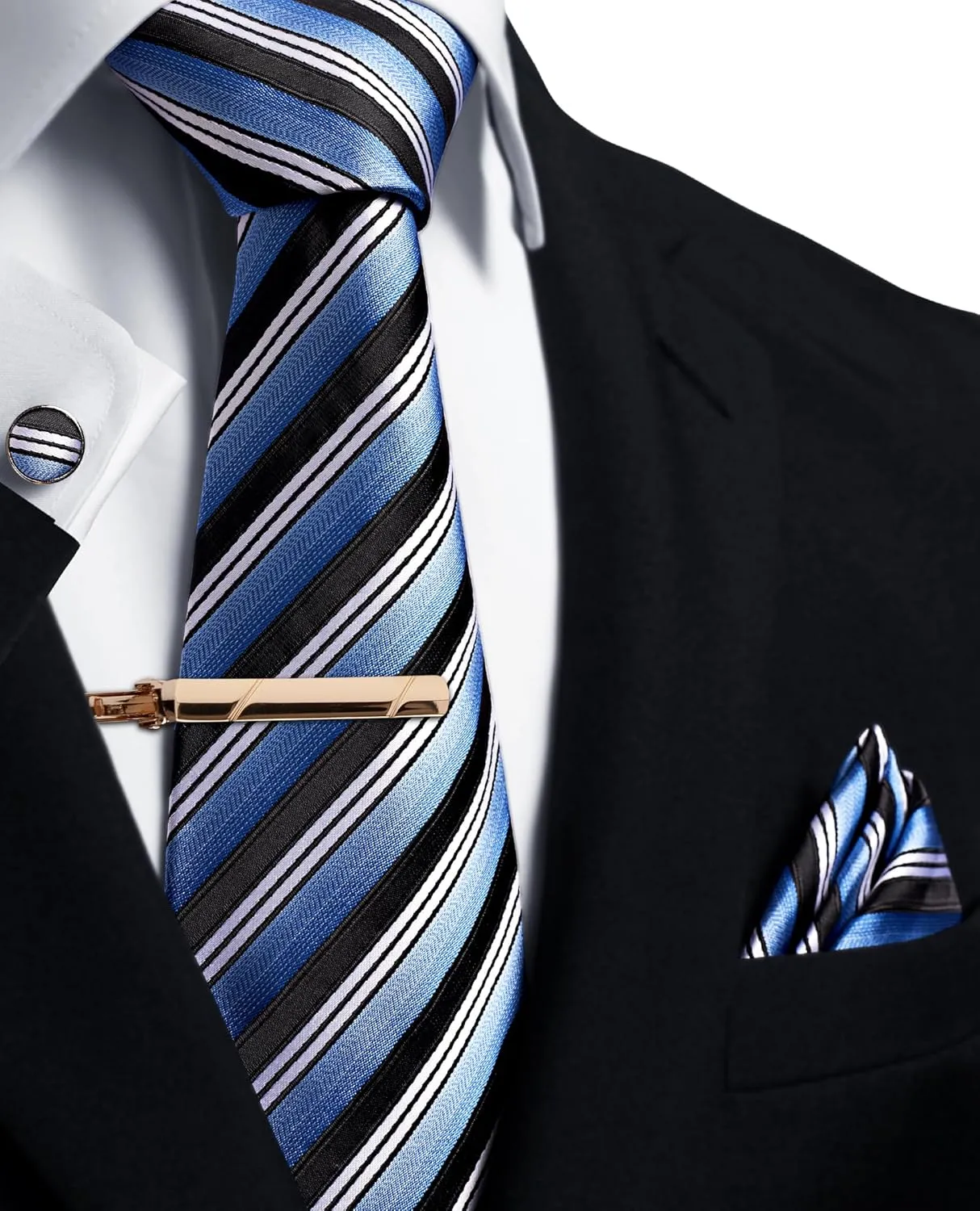 Mens Ties Sets with Pocket Square Hankerchief Tie Set Men Necktie for Formal Dress Tie Clip and Cufflinks for Men