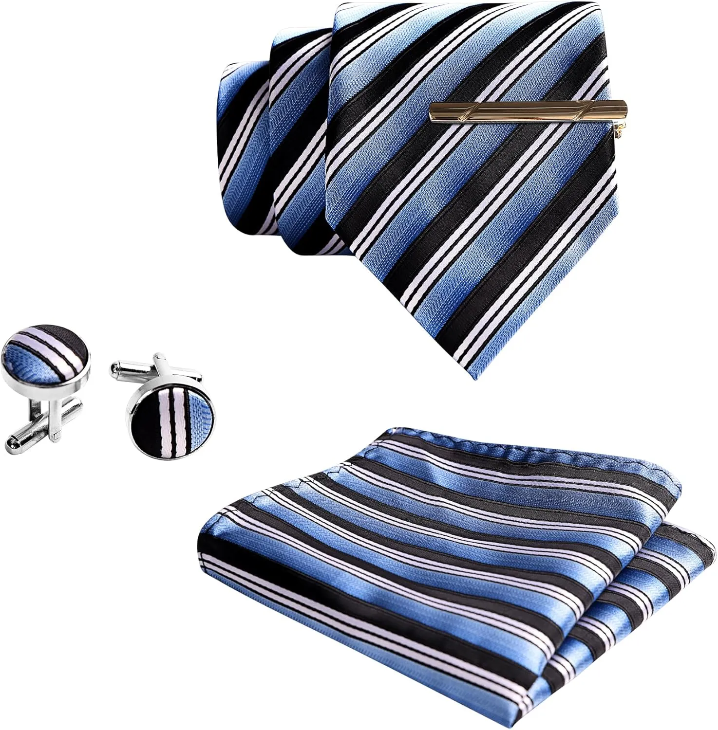 Mens Ties Sets with Pocket Square Hankerchief Tie Set Men Necktie for Formal Dress Tie Clip and Cufflinks for Men