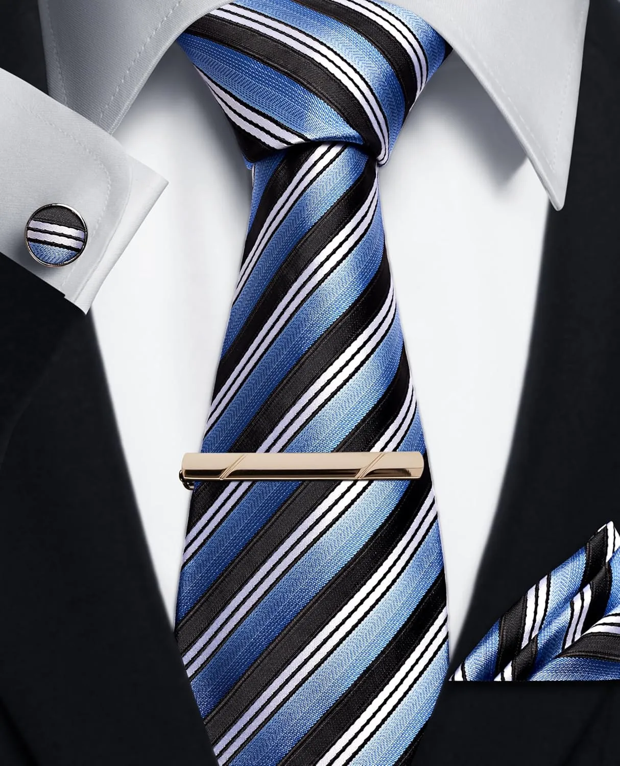 Mens Ties Sets with Pocket Square Hankerchief Tie Set Men Necktie for Formal Dress Tie Clip and Cufflinks for Men