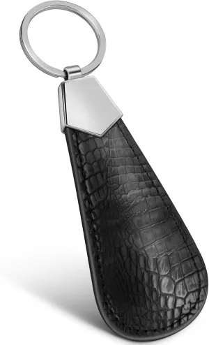 Metal Shoe Horn 5 In, Mini Stainless Steel Shoehorn Travel with Leather Handle Portable Key Chain for Kids Women,Men