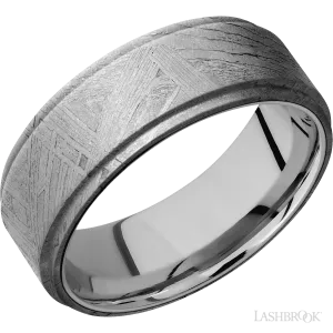 Meteorite with None Finish and 10K White Gold - 8MM