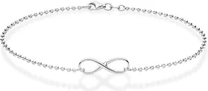 Miabella 925 Sterling Silver or 18K Gold Plated Diamond-Cut Infinity Beaded Ball Chain Anklet Ankle Bracelet for Women, Made in Italy