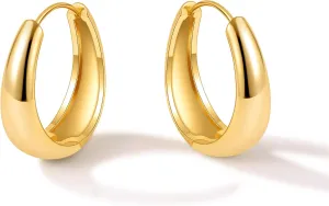 micuco Chunky Gold Hoop Earrings for Women - 18K Real Gold Plated Lightweight Hollow Hypoallergenic Earrings for Women