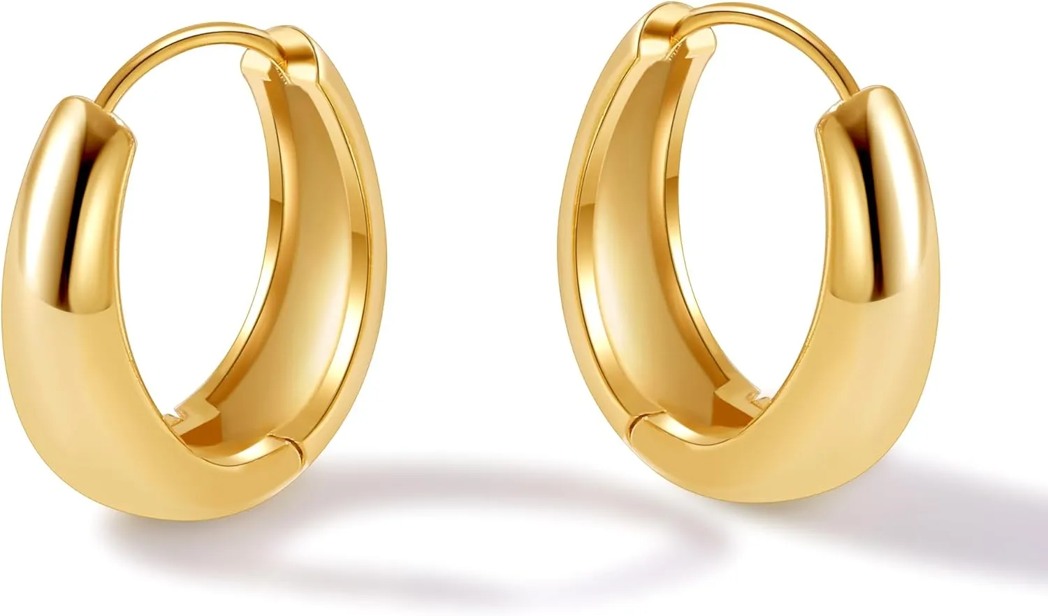 micuco Chunky Gold Hoop Earrings for Women - 18K Real Gold Plated Lightweight Hollow Hypoallergenic Earrings for Women