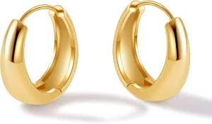 micuco Chunky Gold Hoop Earrings for Women - 18K Real Gold Plated Lightweight Hollow Hypoallergenic Earrings for Women