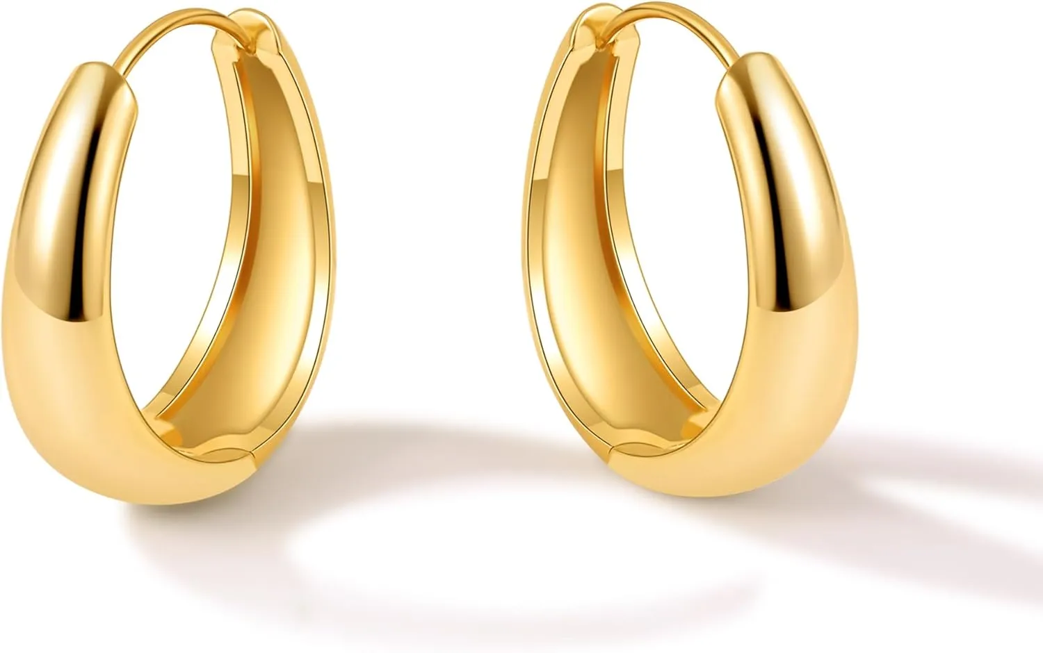 micuco Chunky Gold Hoop Earrings for Women - 18K Real Gold Plated Lightweight Hollow Hypoallergenic Earrings for Women