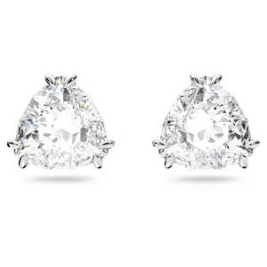 MILLENIA STUD EARRINGS, TRILLIANT CUT CRYSTAL, WHITE, RHODIUM PLATED