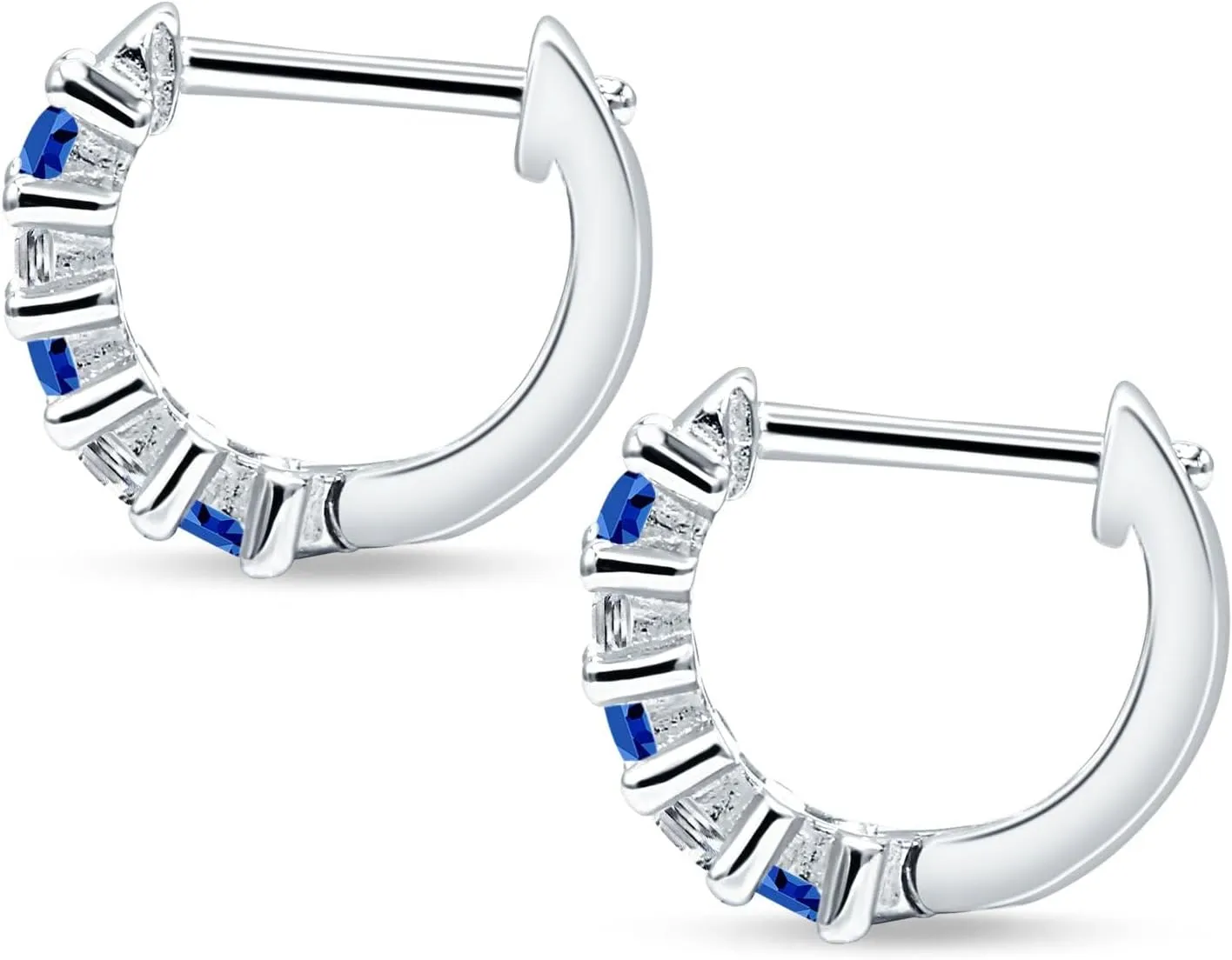 Minimalist 12mm Symmetrical Baguette Cubic Zirconia Huggie Hoop Earring Classic Style Solid 925 Sterling Silver Birthday Gift For Women