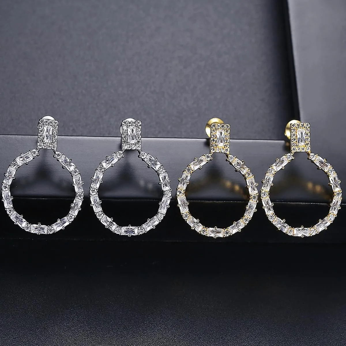 Minimalist 14K Gold Moissanite Hoop Stud Earrings, Statement Piece for the Trendy Women