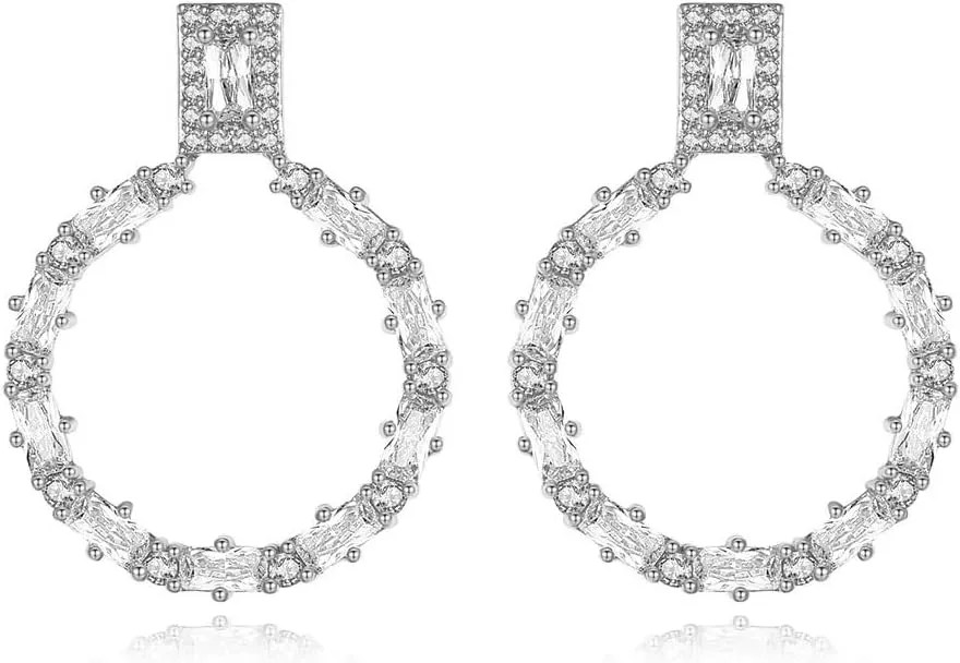 Minimalist 14K Gold Moissanite Hoop Stud Earrings, Statement Piece for the Trendy Women