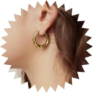 Minimalist Gold Hoop Earrings Metal Chunky Hoop Drop Earrings Small Hoop Huggie Earrings Gold Circle Earrings Hammered Round Hoop Earrings Jewelry for Women