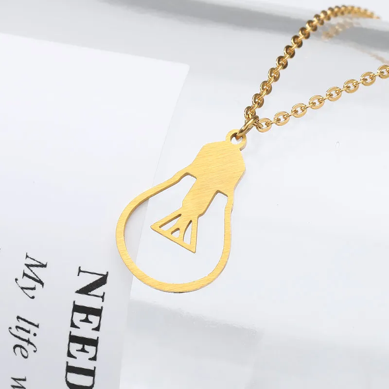 Minimalist Hollow Light Bulb Pendant Necklaces For