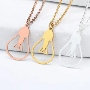 Minimalist Hollow Light Bulb Pendant Necklaces For