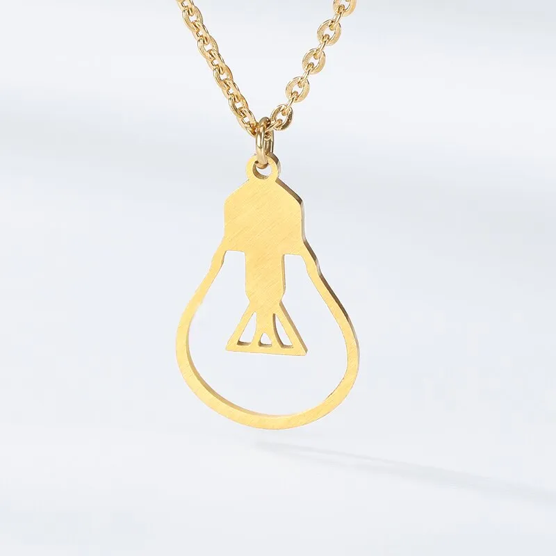 Minimalist Hollow Light Bulb Pendant Necklaces For
