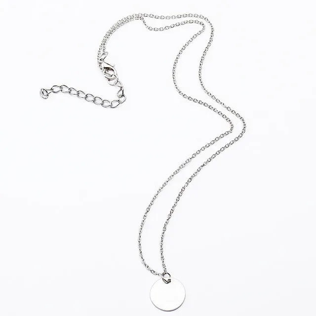 Minimalist Round Coin Disc Chain Pendant Necklace