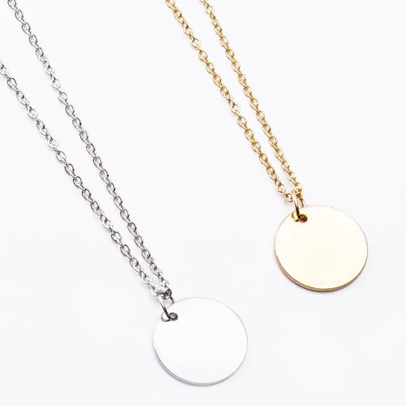 Minimalist Round Coin Disc Chain Pendant Necklace