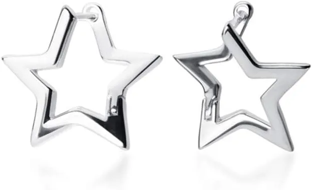 Minimalist Star Small Hoop Earrings 925 Sterling Silver for Women Cute Huggie Hoops Wedding Earring Fashion Jewelry Gifts for Best Friend Daughter Hypoallergenic