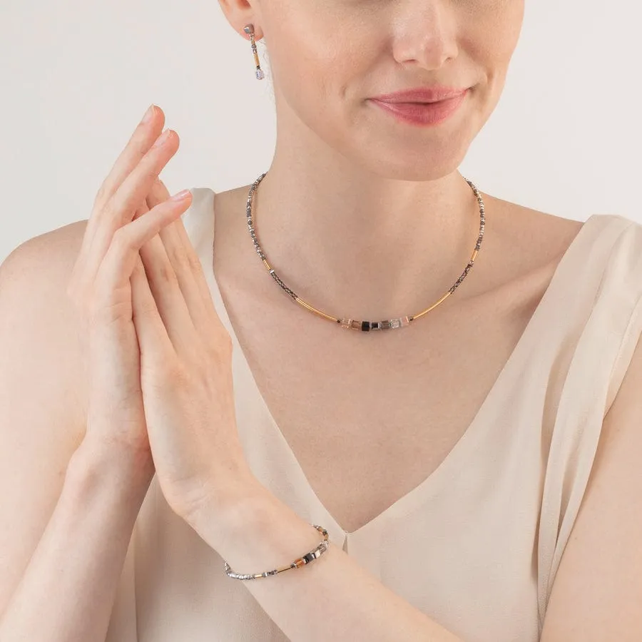 Minimalistic Sparkling Grey Gold Necklace