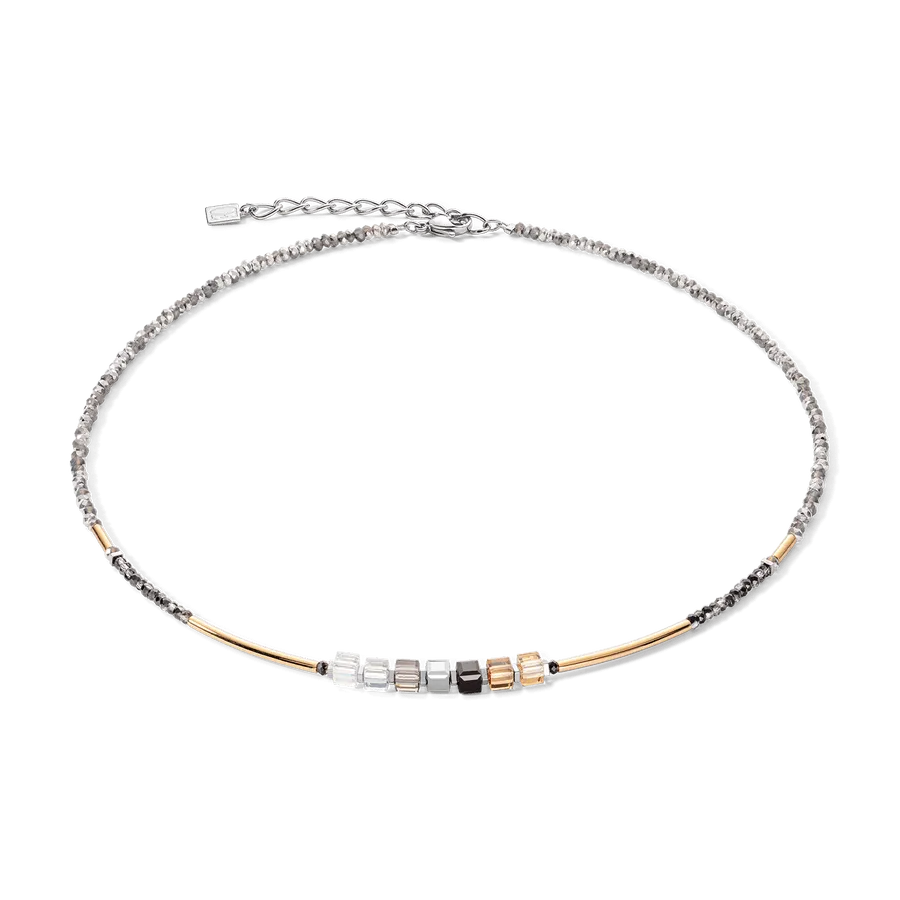 Minimalistic Sparkling Grey Gold Necklace