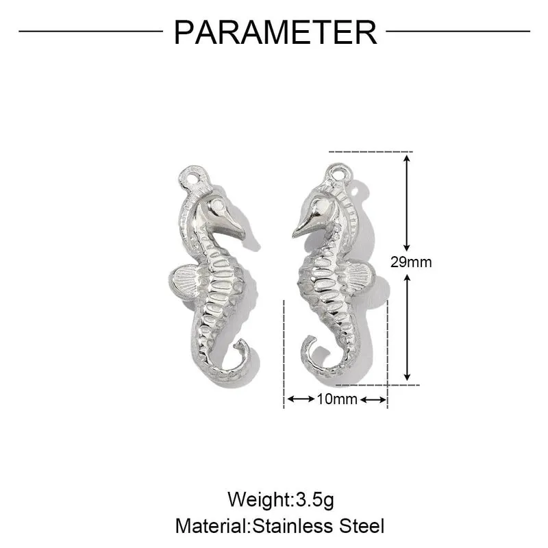 Mirror Polished Lobster Fish Seahorse Stainless Steel Necklace And Pendant Seahorse Starfish Shell Titanium Steel DIY Ornament Accessories