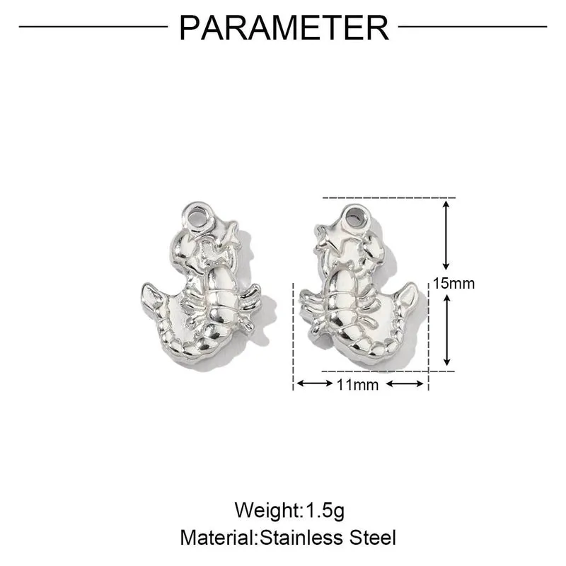Mirror Polished Lobster Fish Seahorse Stainless Steel Necklace And Pendant Seahorse Starfish Shell Titanium Steel DIY Ornament Accessories