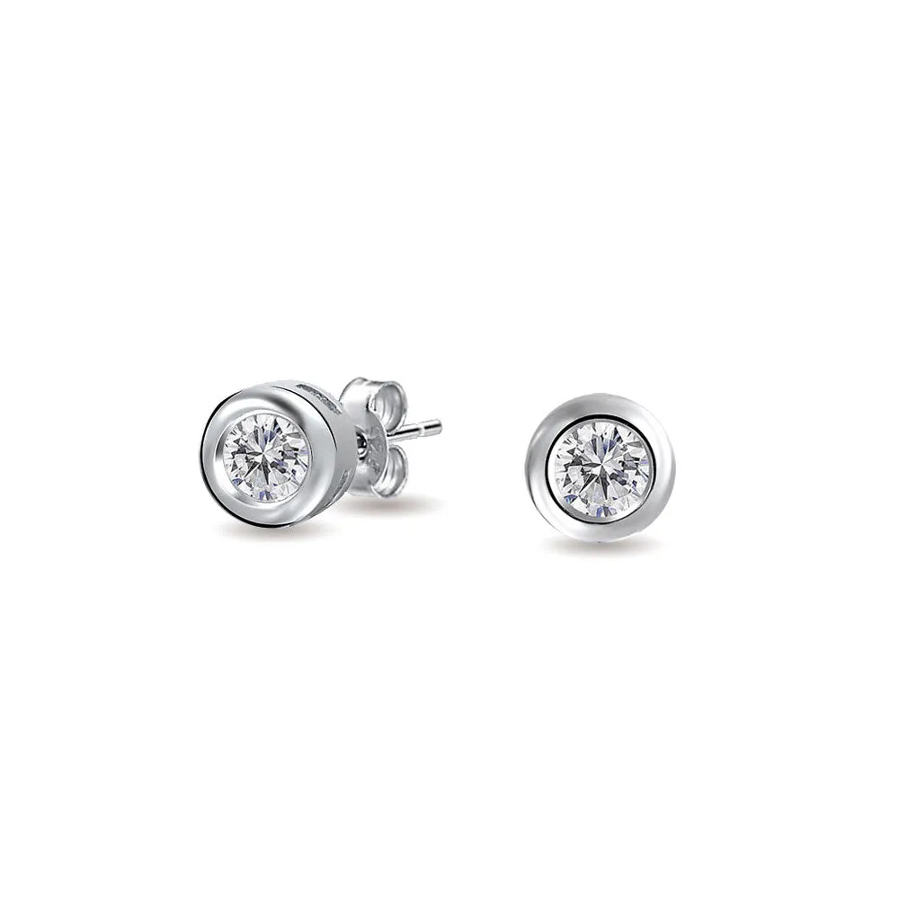 Modern Bridal CZ Solitaire Earring Jacket with Simulated Pearls in Sterling Silver