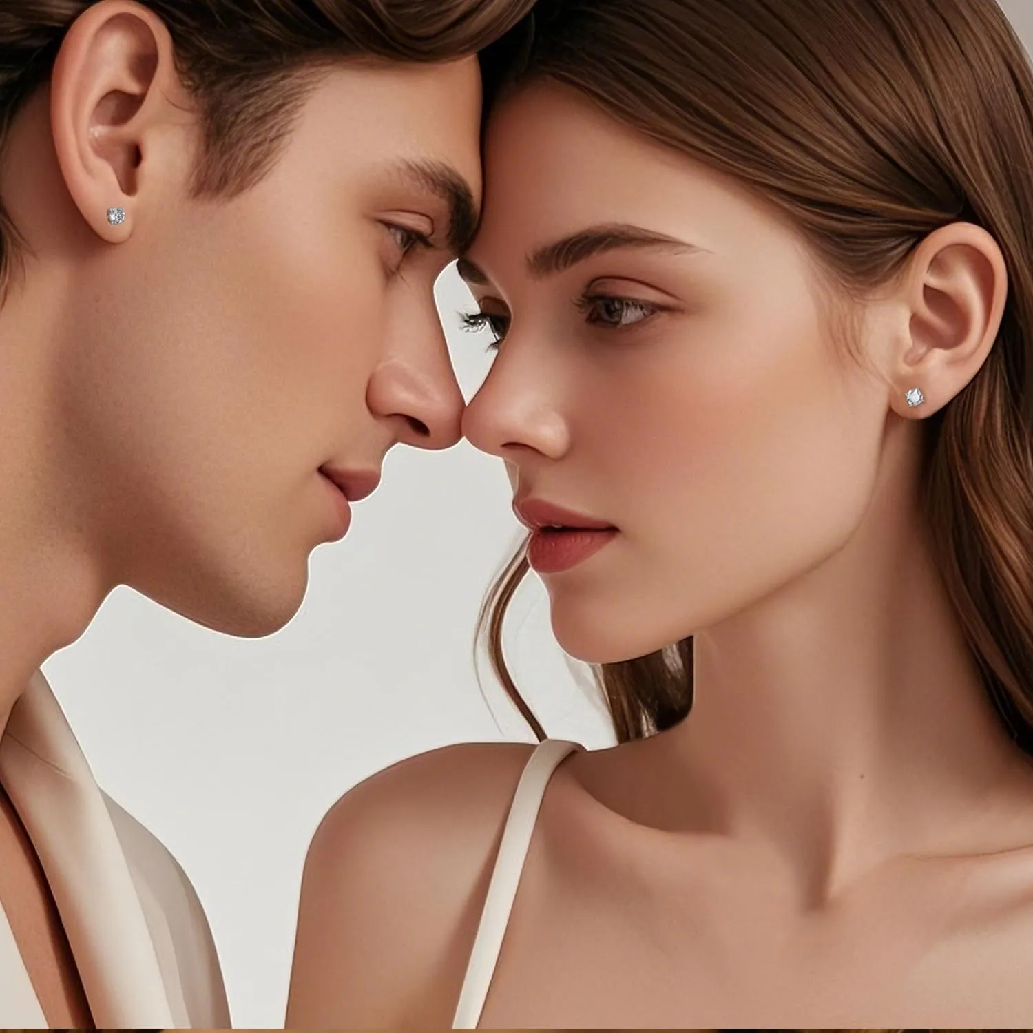 Moissanite Stud Earrings for Men & Women, 925 Sterling Silver, 0.6-3CT D Color, GRA Certified, 18K White Gold Plated, Lab-Created Women Earrings, Hypoallergenic, Wedding Earrings.