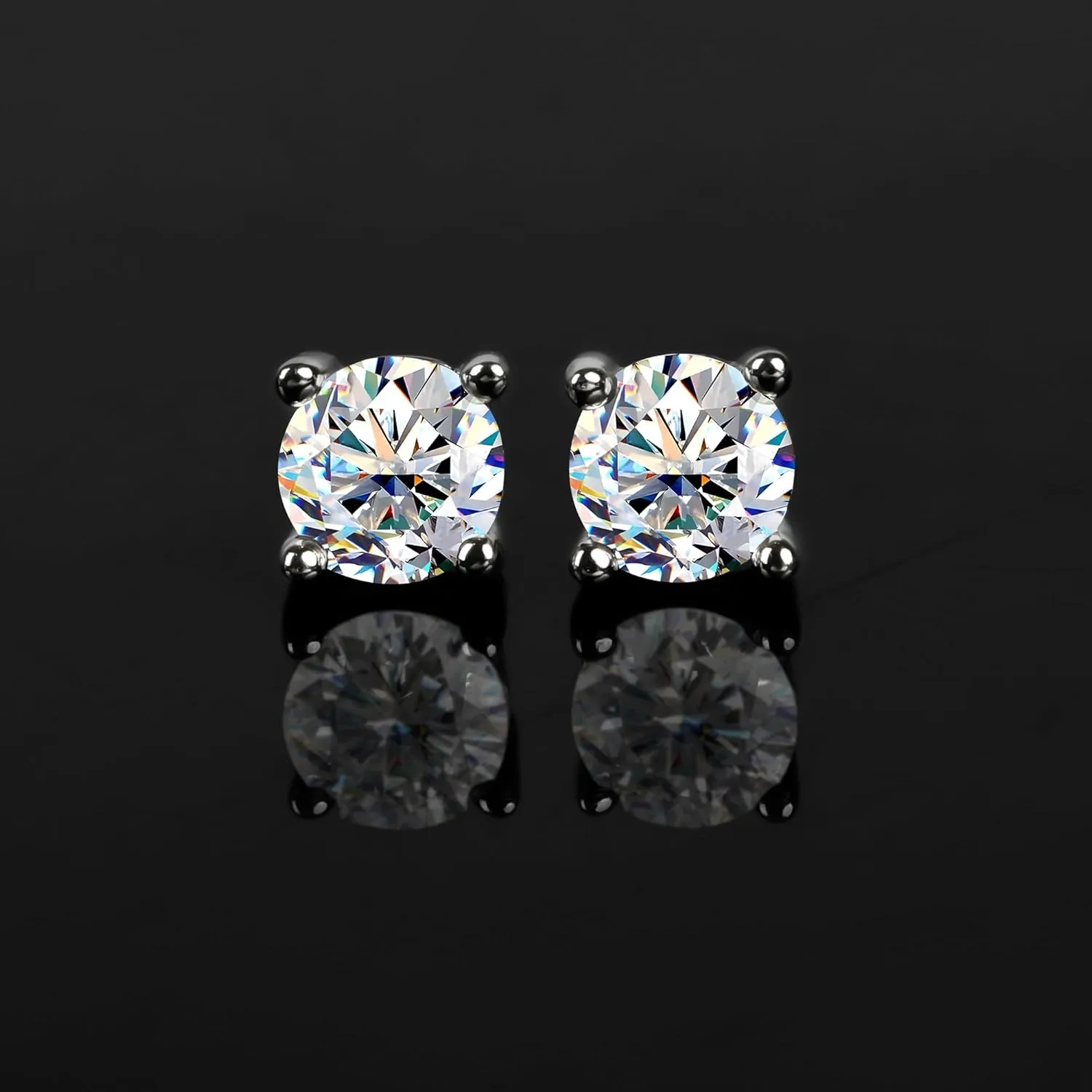 Moissanite Stud Earrings for Women Men 0.6-4ct, 18K Yellow Gold Plated 925 Sterling Silver Mens Stud Earrings, Hypoallergenic Round Cut Earrings Lab Created VVS1 Faux Diamond Stud Push Back