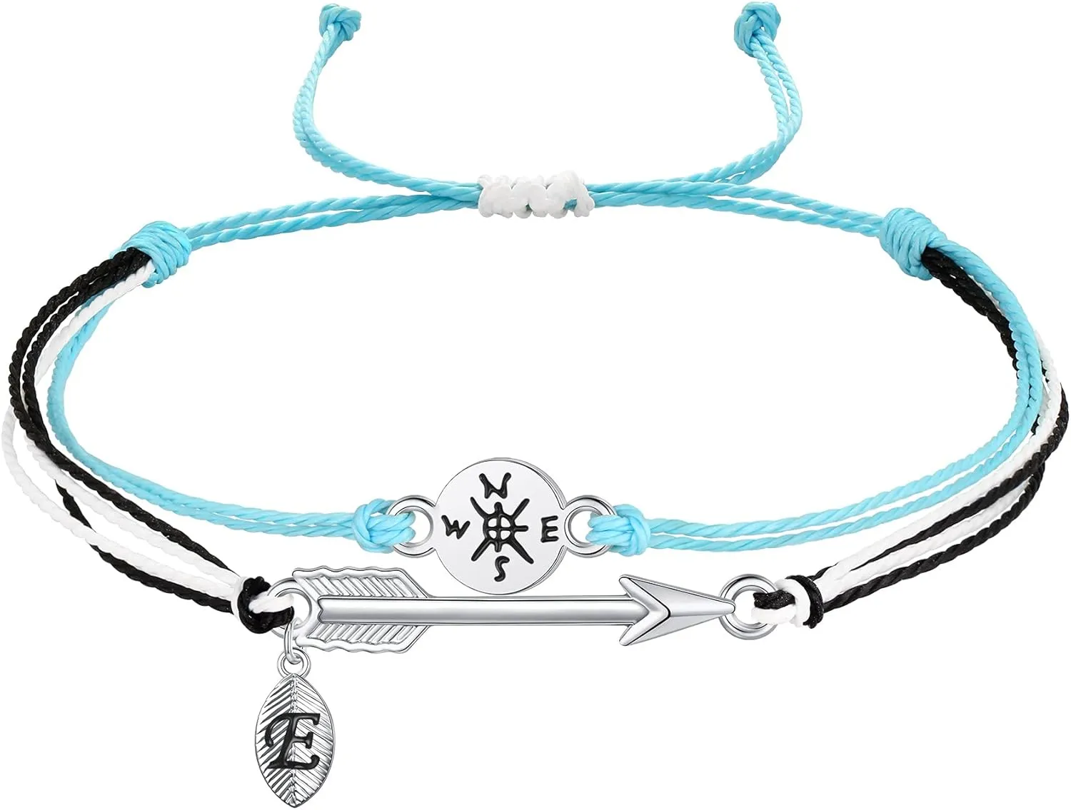 MONOZO Graduation Gifts for Her 2025 - Class of 2025 Inspirational Compass Silver Initial Bracelets Dainty Letter Initial Bracelets College Seniors High School Graduation Gifts for Her