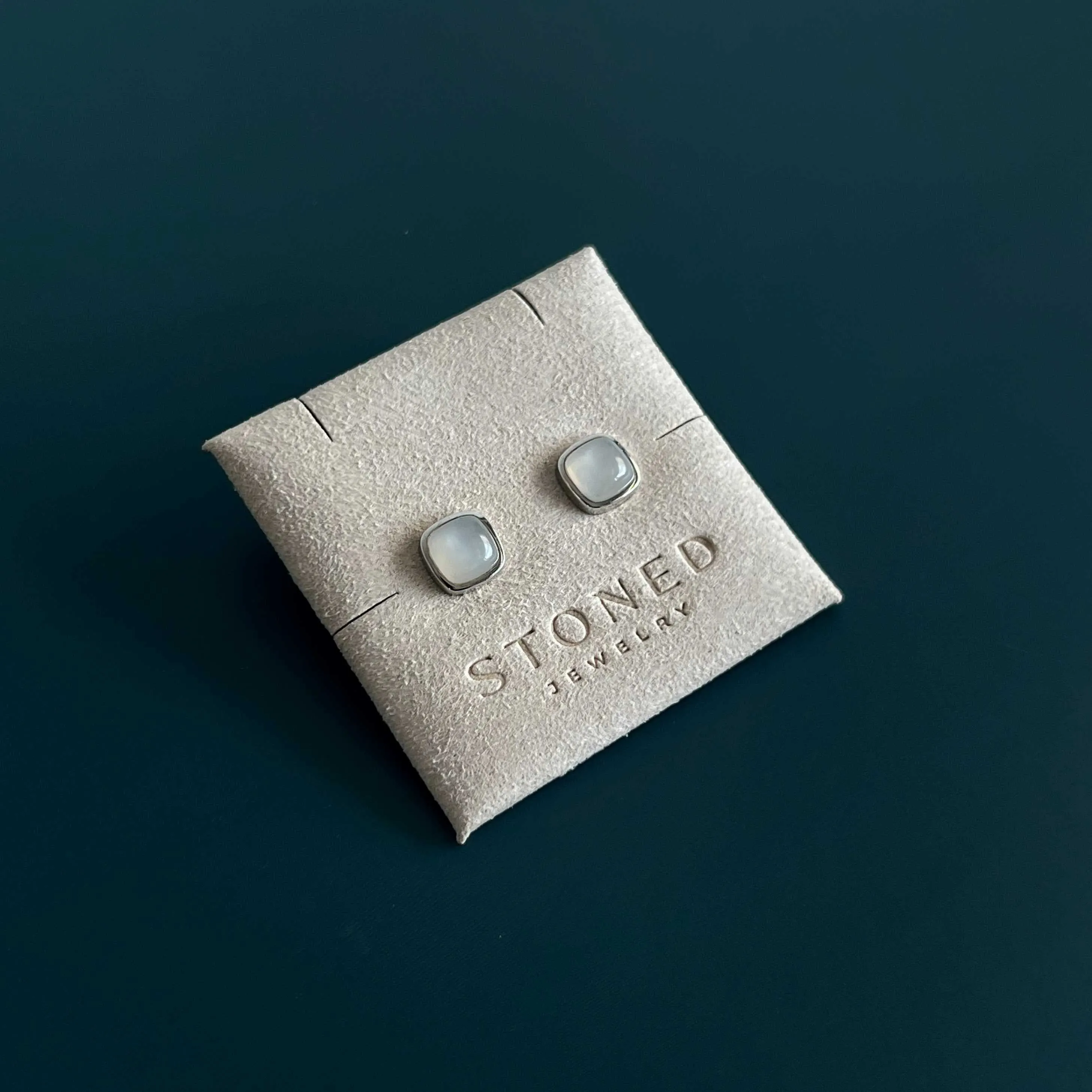 Moonstone Square Studs